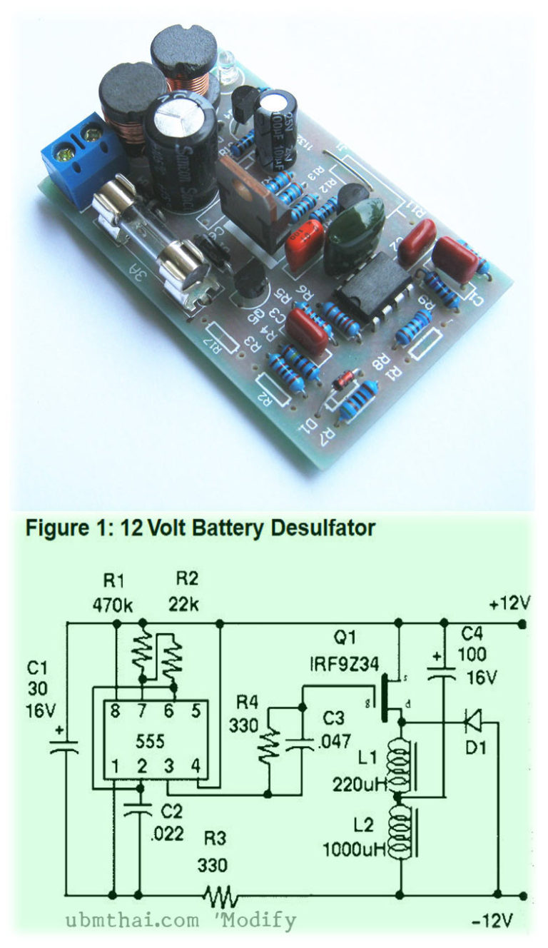 วงจรช่วยคืนชีพแบตเตอรี่แบบน้ำกลั่น-กรด(Battery Desulfator) – โป๊ะเช๊ะ